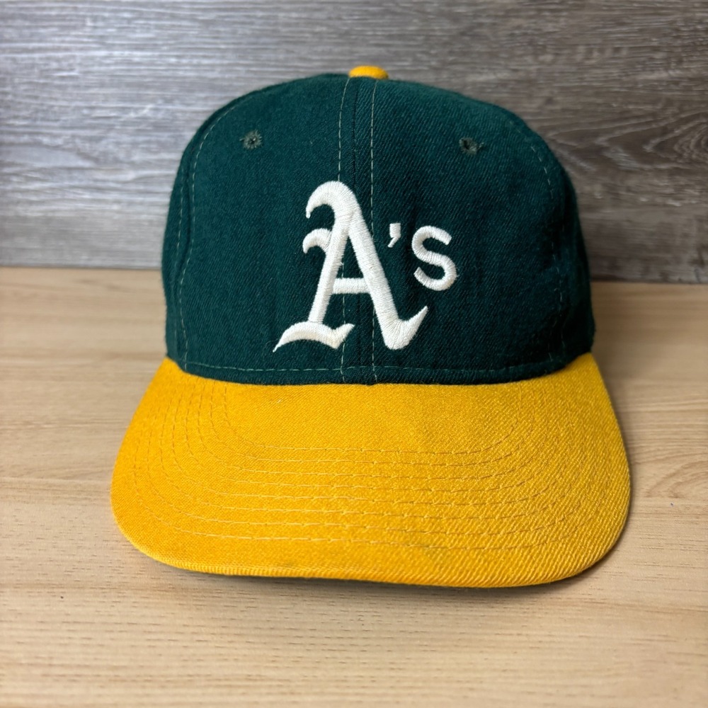 Vintage Oakland Athletics Hat Cap Fitted 7 Green Wool New Era USA Made